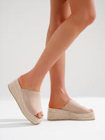 Sandalias de cuña de suela gruesa informales de estilo bohemio para playa y verano con punta abierta, Mules de Plataforma con Punta Abierta de Esparto - details 3
