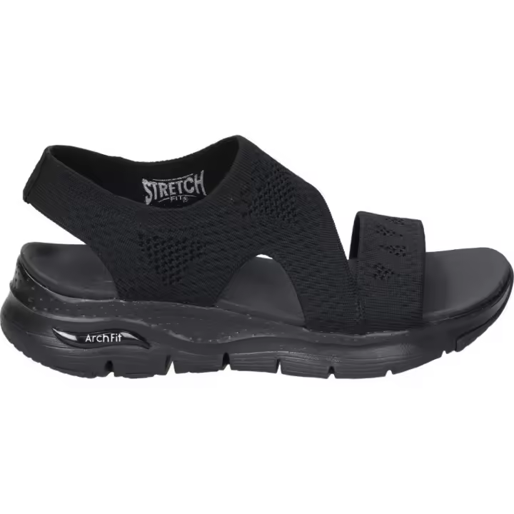 SKECHERS | Sandalias con Cuña Skechers Arch Fit para Mujer – Sandalias de Cuña en Color Negro – Sandalias sin Cierre – Slip On – Cuña Media y Cómoda – Versátiles y Combinables – Casual – Modelo 119458-BBK - 1