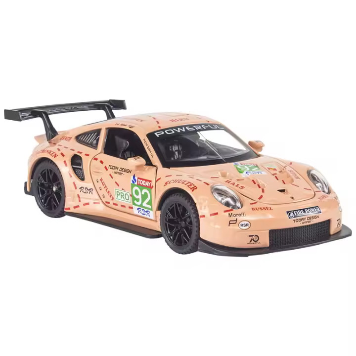 Modelo De Coche De Aleación Porscha RSR 1:32 Con Sonido Y Luz Vehículo De Retroceso Juguete De Decoración Para Niños Simulación Alta - 1