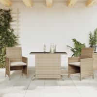 vidaXL Mesita y sillas con cojines 3 piezas ratán sintético negro en color Negro y crema/Beige mezcla/Gris claro y más | cómodas modernas ergonómicas para comedor cocina salón hogar - details 3