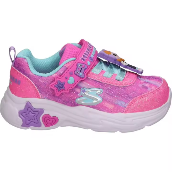 SKECHERS | Zapatillas Skechers Snuggle Sneaks Skech Squad para Niña – Deportiva en Color Rosa con Detalles – Sneaker con Velcro y Cordones – Máxima Sujeción – Cómodas – Fácil de Poner y Quitar – Modelo 302214N-PKMT - 1