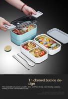 Caja De Almuerzo De Acero Inoxidable 304 Para Adultos Y Niños Escuela Oficina 1/2 Capas Microwaviable Portátil Contenedores De Alimentos Con Cuadrícula Bento - details 11