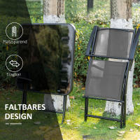 Conjunto de Balcón plegable de 2 plazas con Mesa Y 2 sillas de Malla de metal gris Negro para Jardín y Terraza - details 4