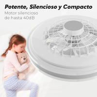 Ventilador de Techo con Luz OStarkDom 68W LED, Motor AC Silencioso, 3 Velocidades, Mando a Distancia, Función Verano/Invierno, IP20, 3 Años de Garantía - Blanco 55cm OstarkDom-leduni - details 6