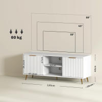 HOMCOM Mueble de TV Moderno Mueble de TV para Salón con 2 Compartimentos Abiertos y 2 Puertas Mueble para Televisión de 55 Pulgadas 120x35x48 cm Blanco - details 2