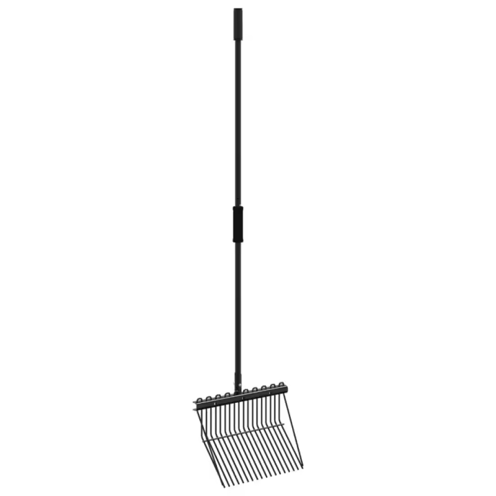 vidaXL Horquilla de rastrillo con 18 púas de acero negro - 1
