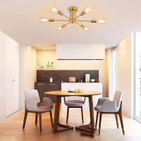 Lámpara De Techo De Hierro Nórdico Con 6 Luces Para Decoración De Piso Bajo Sala De Comedor Y Sala De Estar E27/E26 Soporte AC85-260V - details 4