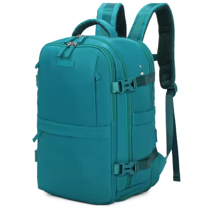 Mochila de viaje cabina expandible para Ryanair 40x25x20-25cm,con bolsa de zapatillas,mochila casual impermeable extensible compatible con portátil 14" - Negro/Olivo/Verde/AzulClaro/Rosa/Beige - 1
