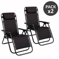 TIENDA EURASIA - Pack 2 Tumbona Plegable Multi-Posiciones para Jardín, Exterior, 95x65x105cm, Estructura de Acero Resistente, Cojin, Tejido Transpirable - details 3
