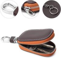 Funda para llave de coche, Smart Key Holder Protection PU Leather Car key Chain bag Car Smart KeyChain Coin Holder Auto Remote Keyring Wallet (Marrón) - details 1