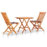 vidaXL Set de bistró 3 pzas con cojines madera maciza teca en color Antracita/Estampado cuadros rojos/Verde brillante y más | acolchados duraderos para sofás de jardín terraza exterior - details 1