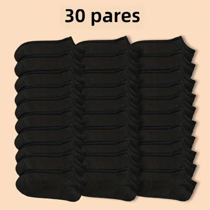 Calcetines Cortos Unisex Antideslizantes Sólidos Para Verano 30/50 Pares Calcetines De Tobillo Bajo Blanco Negro Gris Para Mujeres Y Hombres - 1