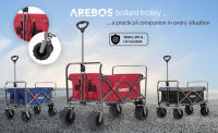 AREBOS Carro de Mano Plegable - carga 100 kg - Carrito Playa - con Barra telescópica para Empujar - Ruedas giratorias de 360° - details 1