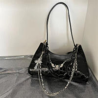 Bolso De Hombro Con Patrón De Cocodrilo Y2K Estilo Punk Oscuro Bolso De Cadena Para Verano Bolso Subcultural Sótano Para Mujer - details 5
