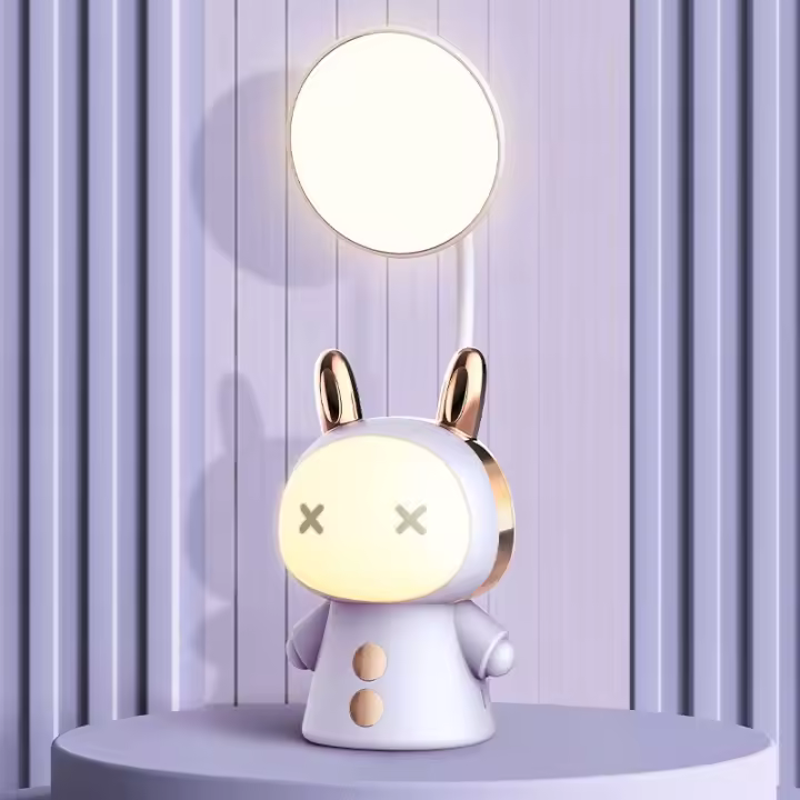 Lámpara Nocturna Recargable Con Modos De Iluminación Variados Protección Ocular Diseño Flexible De Tubo Cabeza Giratoria 360° Luz Suave Para Lectura En La Mesa Con Dibujos Animados Lindos - 1