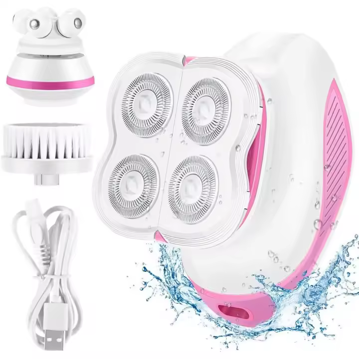 Afeitadora eléctrica 3 en 1 para mujeres, sistema masajeador facial, cepillo facial de limpieza para piernas, rostro, cuerpo, labios y brazos - 1