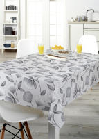 Mantel antimanchas de hule impermeable - Hulehule Tex - Diseño Floral tonos Blancos y grises  - CLAIRA GRIS - details 1