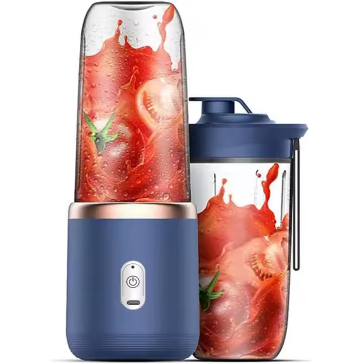 40W Mini Batidora Portátil,Mini Licuadora de Jugo Portátil,Taza Personal/Recargable Type-C/Doble Taza-Azul - 1