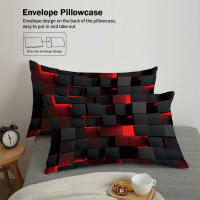 Juego De Cama Moderno 3 Piezas Rojo Transparente Con Efecto De Cuadrícula Para Adolescentes Y Adultos Incluye 1 Funda De Edredón Y 2 Fundas De Cojines - details 6