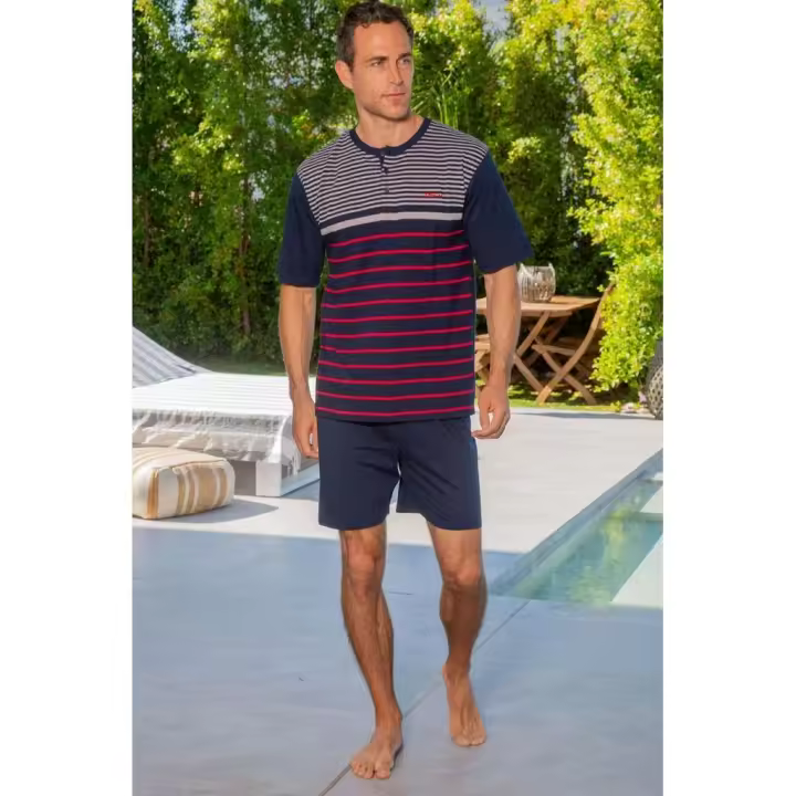 Pijama para Hombre de Verano, 255002 Multicolor con Rayas, 85% Algodón, Mushler - 1