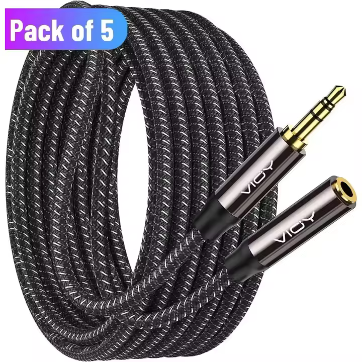 Cable de Audio estéreo AUX de 3,5mm, Cables de extensión de auriculares macho a hembra para auriculares，Smartphone, 5 piezas - 1