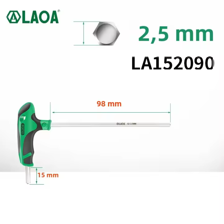 Llave De Destornillador Hexagonal T-shaped LAOA Conjunto De Destornilladores 2.5/3/4/5/6/8mm 58HRC Con Cabezal Plano Y Sférico Herramienta De Aleación De Acero - 1