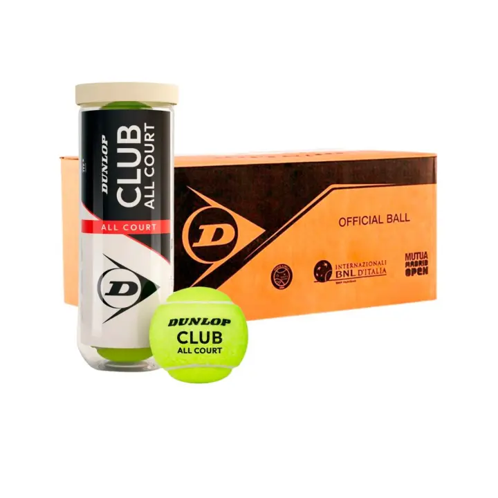 Pelotas Dunlop Club All Court | Botes de 3 Pelotas | Packs o Cajón Completo | Alta Durabilidad para Todas las Superficies - 1