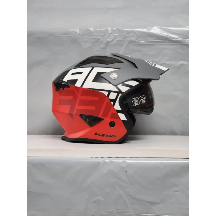 Casco Jet Trial Off-Road Acerbis Aria negro gris rojo mate  2206 - 1