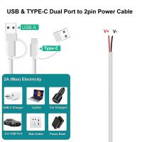 Cable De Carga Y Extensión USB Tipo C a 2 Pin 2 Cable Adaptador Conector DIY Para Reparación De Cordones 5V 2A PVC - details 1
