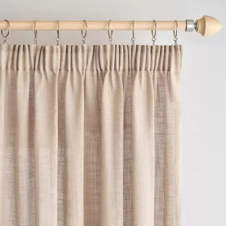 Cortinas Lino con Cinta Fruncidora Visillos Dormitorio Ventana Translúcido Cortinas Modernas para Salón Habitación 2 Piezas 140x225cm Blanco - 1