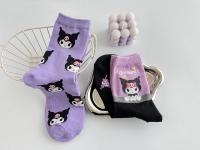 Calcetines Medio Tubo Disney Sanrio Kuromi Para Mujer Color Morado Algodón Peinado Dibujos Animados Lindos Hechicera Calcetines - details 8