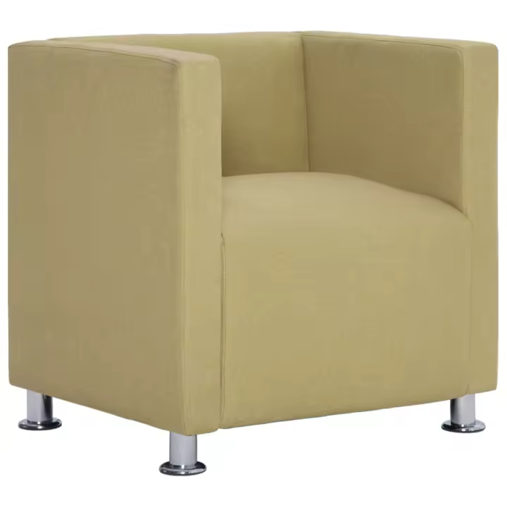 vidaXL Sillón en forma de cubo de tela Marrón, Verde, Sillon Dormitorio Sillon Comodos Silla Relax Sillón Sofá - 1