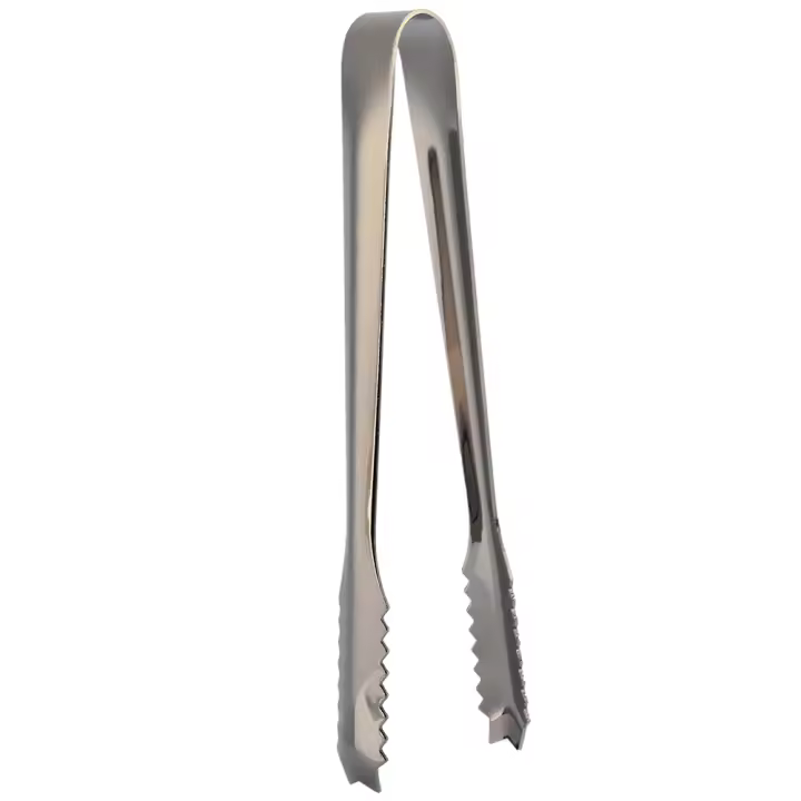 Pinzas para alimentos con clip para hielo de acero inoxidable con punta dentada para uso en bares, restaurantes y fiestas en casa, chapadas en negro - 1