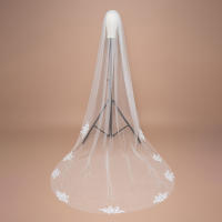 Velo De Novia De Encaje Con Borde De Flor Y Comb De Cabello Estilo Sencillo 1 Capa Longitud Catedral 3mx1.5m Accesorios Para Boda - details 0