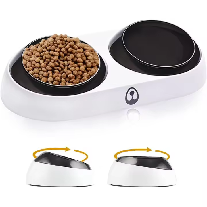 Cuenco para perros y gatos, cuenco antideslizante para mascotas, cuenco extraíble para gatos y perros, soporte elevado inclinado 15°, para gatos, cachorros y perros pequeños - 1