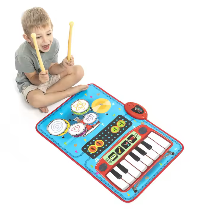 InnovaGoods® Alfombra Infantil, Piano infantil Beat'sTunes, alfombra piano musical 2 en 1, alfombra interactiva niños-niñas teclado 4 instrumentos y batería, juguetes niños 3 años, alfombra bebe. - 1