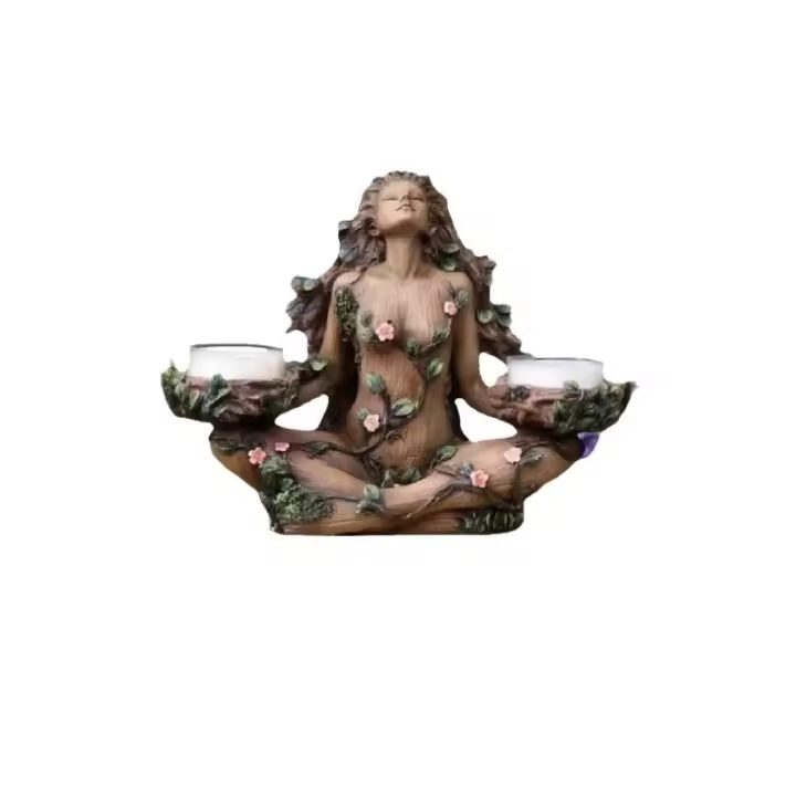 Candelabro De Resina Forest Goddess Escultura Creativa Para Jardín Exterior Decoración De Mesa Para Sala De Estar Adornos De Iluminación Del Patio - 1