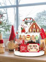 Juego De 12 Piezas De Decoración Navideña De Madera Rustica Con Ternero Y Santa Figuras De Navidad De Estilo Farmhouse Adornos De Árbol De Navidad Y Escarcha - details 2