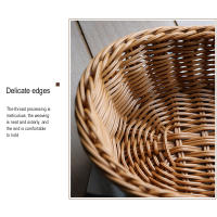 Cesta De Paja De Rotura Hecha a Mano En Forma Oval Para Almacenamiento De Snacks Caja De Frutas Para La Cocina Y Pícnic - details 7