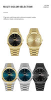 Reloj De Cuarzo Para Hombre En Acero Inoxidable Azul Y Oro Estilo Deportivo Y De Negocios Calendario Doble Resistente Al Choque Y Agua Con Cierre De Plegar - details 4