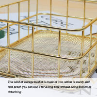 Cesta De Almacenamiento De Tamaño S/L En Oro De Hierro Con Malla Multifuncional Organizador De Escritorio Para Suministros De Paja Para El Hogar - details 0