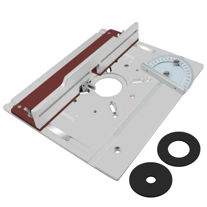 Placa De Inserto Para Mesa De Router De Aluminio Con Herramienta De Encaje Deslizante Y Regla De Ángulo Para Mecanizado De Madera Kit De Guía Para Carpintero - 1