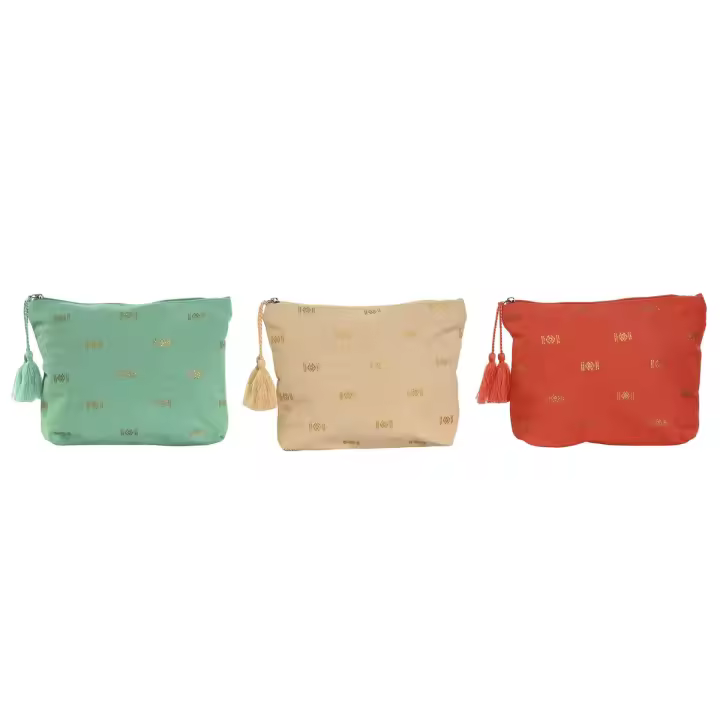 Neceser de Viaje Home ESPRIT Verde Beige Coral 25 x 5 x 20 cm (3 Unidades) - 1