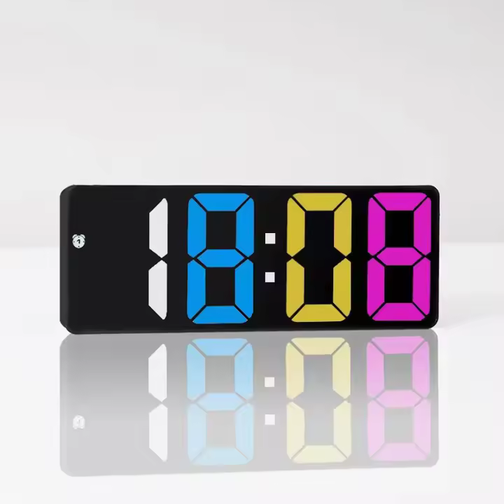 Reloj despertador digital, reloj LED arcoíris para dormitorio, reloj de escritorio moderno, - 1