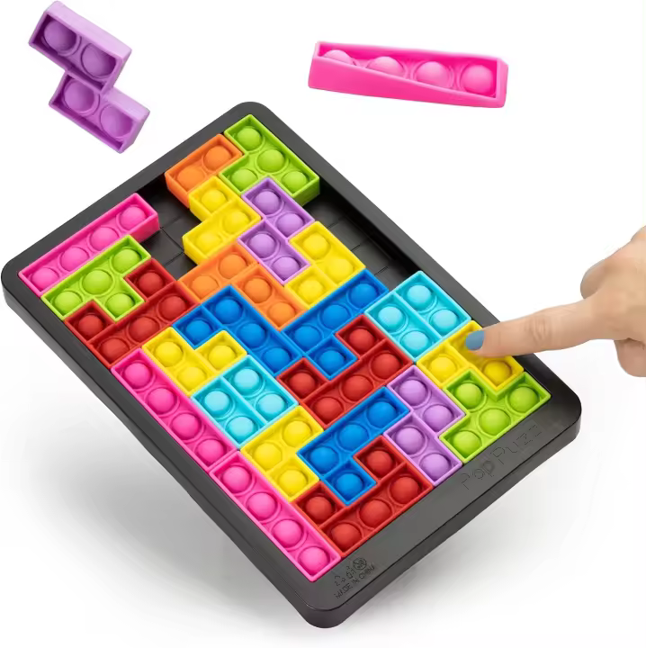 Power Your Fun Pop Puzzle Popper Fidget Game - Juego de rompecabezas de 27 piezas Pop Push It Bubble Juguetes sensoriales Fidget para aliviar el estrés Juego de silicona - 1