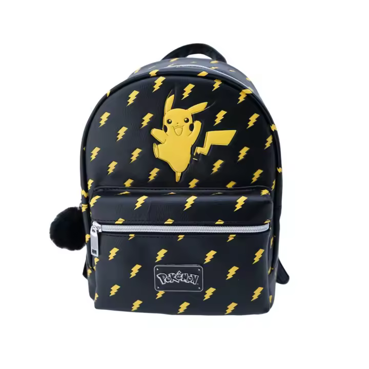 Mochilita Pu Negra Pokémon Premium con bolsillo delantero y trasero.28 x 22 x 11 cm. (Toybags T328-1050) - 1