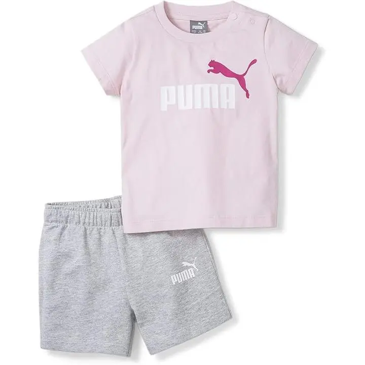 Conjunto PUMA Minicats Tee & Shorts (845839 16) Gris y Rosa - Ropa de marca para niñas - 1