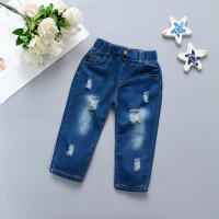 Pantalones De Mezclilla Para Niños Con Agujeros Estilo Casual Y Cómodo Denim Suave Para Niñas Y Niños De 1-3 Años Cierre Elástico - details 1