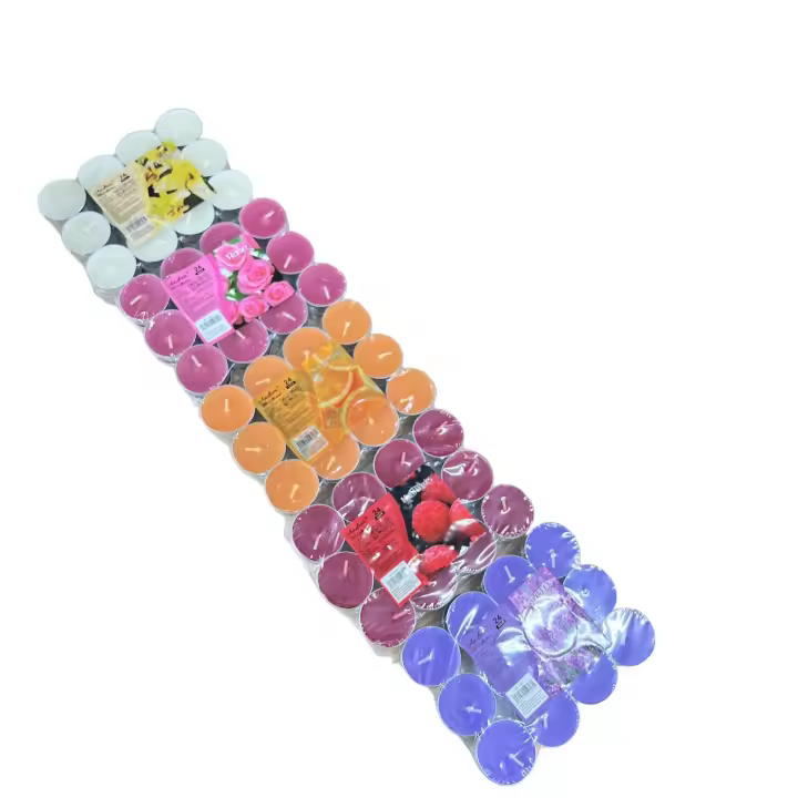 ANDREA- Velas Aromáticas Lavanda Mandarina Frutos Rojos Vainilla 24- 120 Piezas - 1