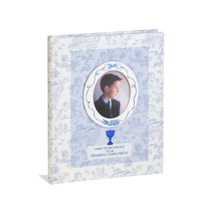 Libro de Firmas de Comunión con Paspartú "Flores Azul" de Busquets – Recuerdo Elegante y Personalizado - 1